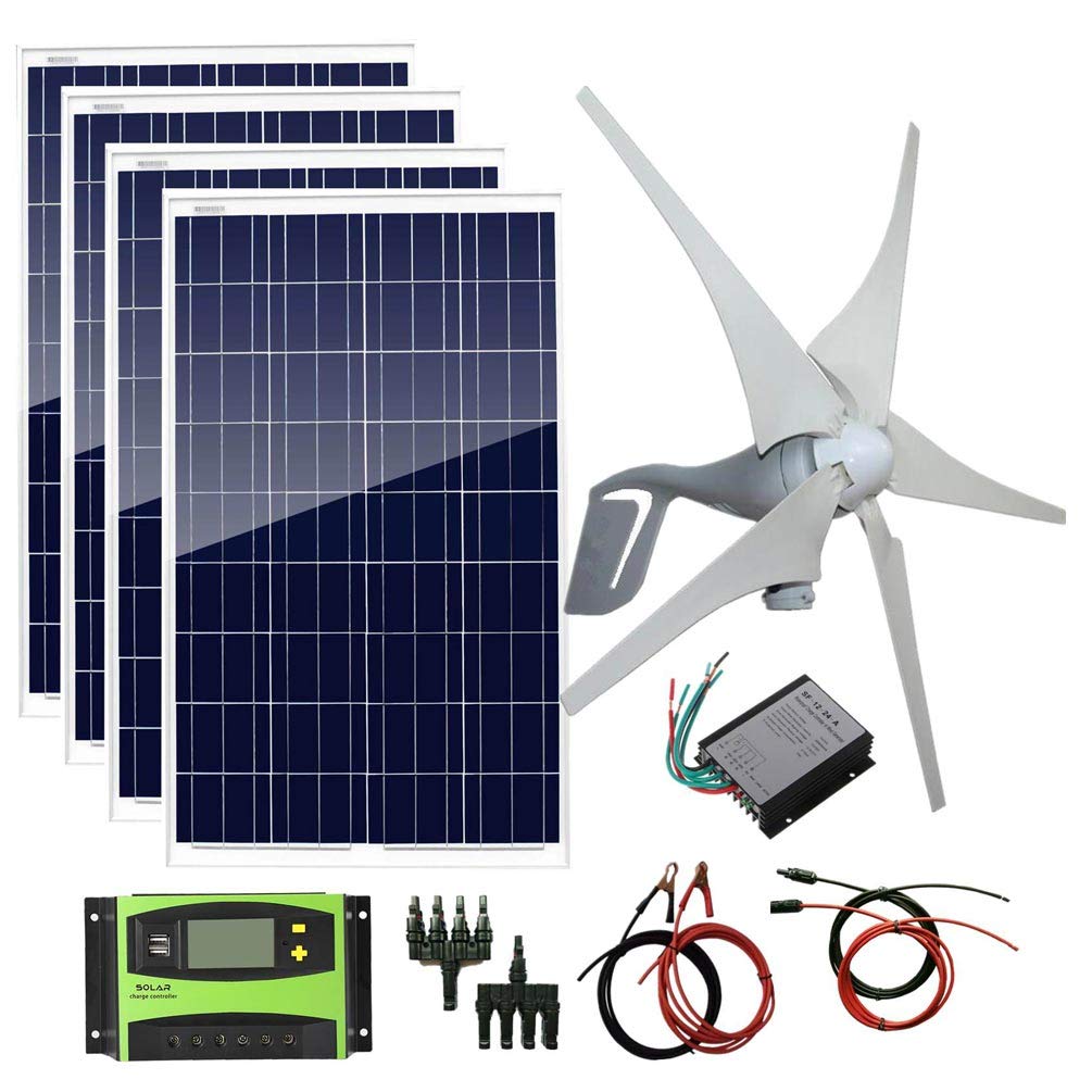 AUECOOR 800W 12V 24V Solar Panel Wind Turbine Kit